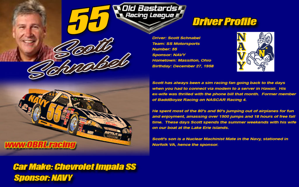 Scott Schnabel #55 Nascar Monster Energy Cup Driver of the US Navy