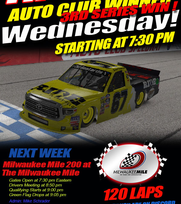 Dwayne McArthur Driving The #67 RideTV Racing Tundra Picks Up 3rd Win In The Nascar Truck Series at Auto Club Speedway!