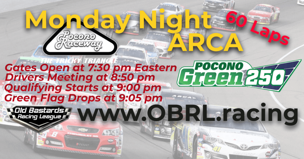 ARCA Series iRacing Nascar Nationals Series race at Pocono Raceway Sponsored by Fast Line Racing