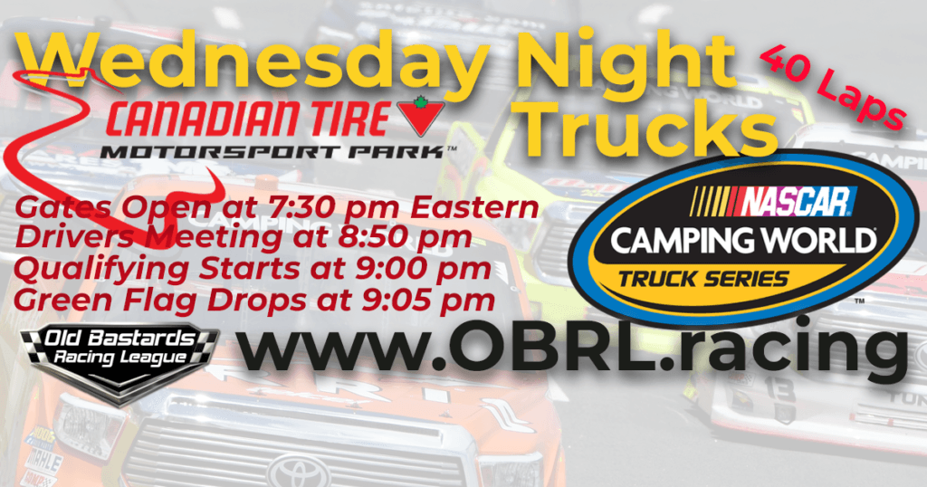 iRacing Wednesday Night Nascar Camping World Truck Series Race at Canadian Tire Motorsports Park August 22, 2018