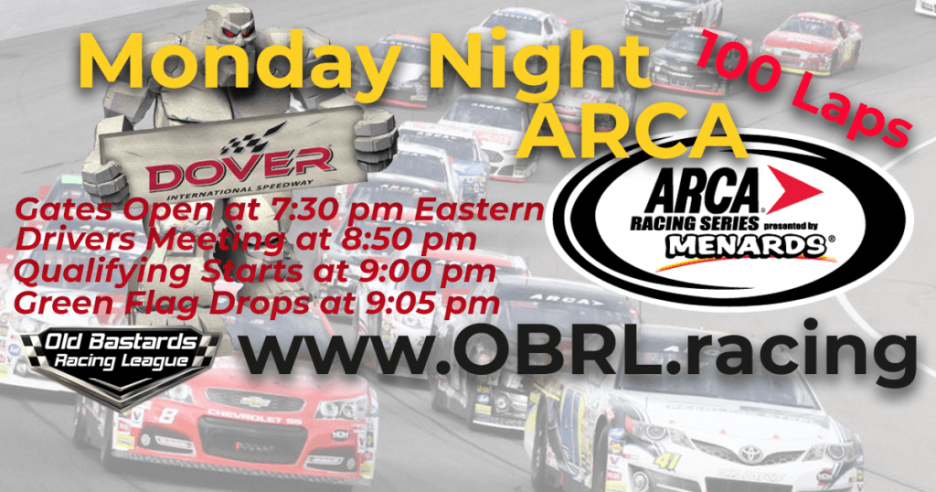 iRacing Monday Night Nascar National Series ARCA K&N Pro Series Race at Dover Int'l Speedway July 9, 2018