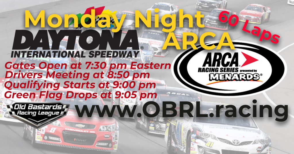 iRacing Monday Night Nascar National Series ARCA K&N Pro Series Race at Daytona Int'l Speedway July 16, 2018