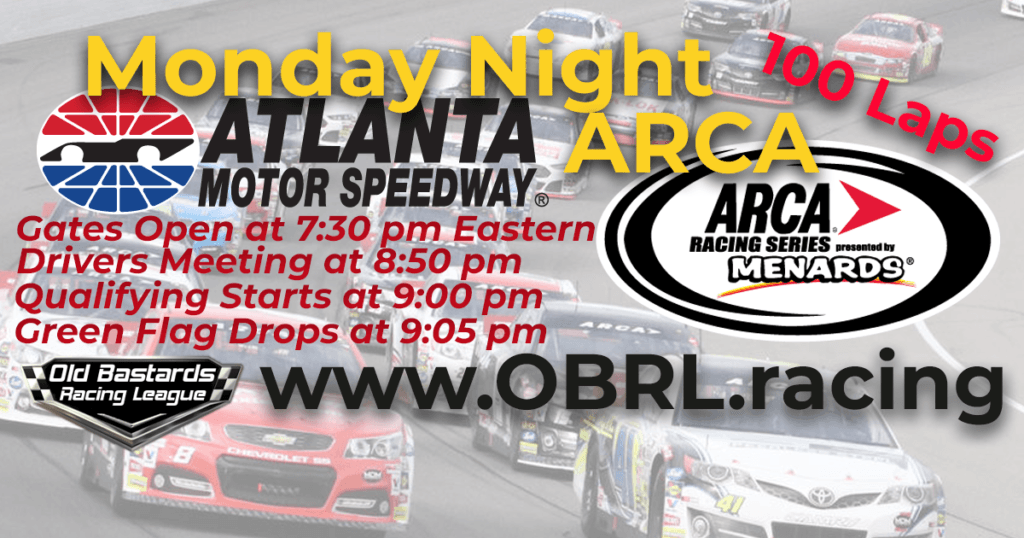iRacing Monday Night Nascar National Series ARCA K&N Pro Series Race at Atlanta Motor Speedway July 30, 2018