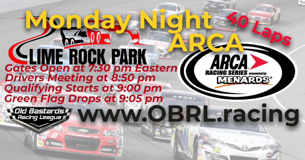 iRacing Monday Night Nascar National Series ARCA K&N Pro Series Race at Lime Rock Park August 6, 2018
