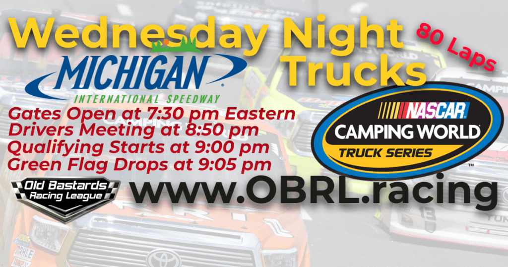 iRacing Wednesday Night Nascar Camping World Truck Series Race at Michigan International Speedway August 8, 2018