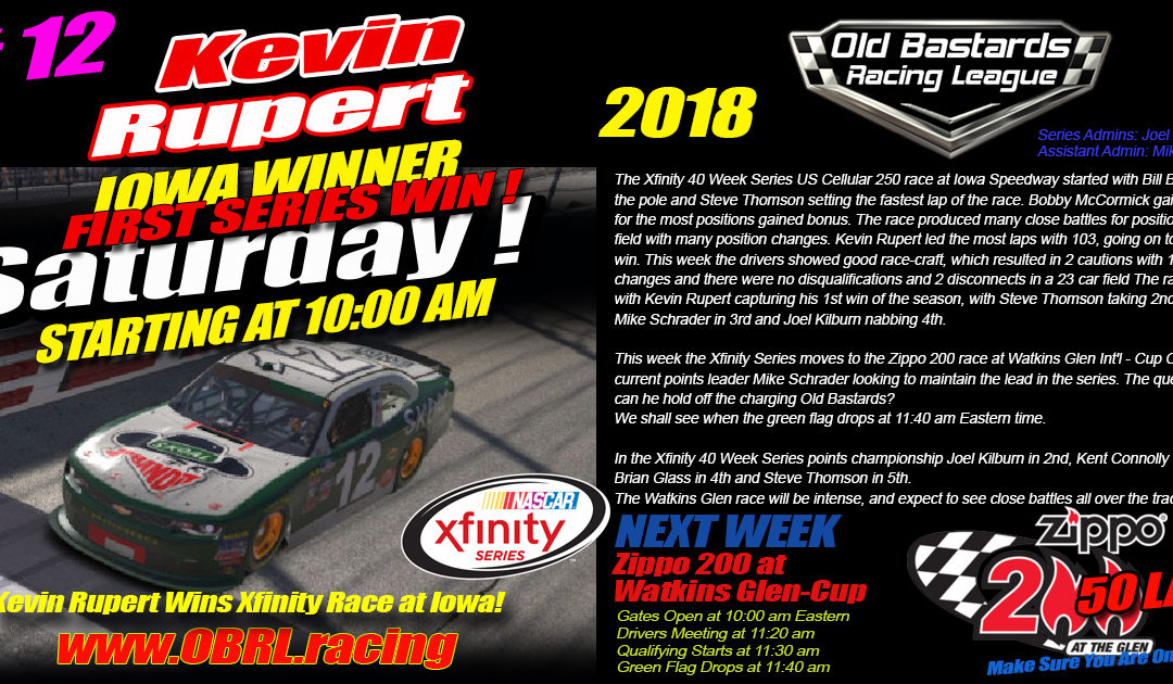 🏁Kevin Rupert #12 Out Drives the #67 to Win Nascar iRacing Xfinity Race At Iowa Speedway!