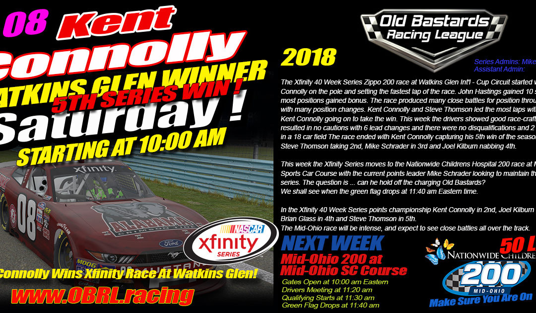 🏁Kent “Big Time” Connolly #08 Smokes The Competition to Win Nascar iRacing Xfinity Race At Watkins Glen!