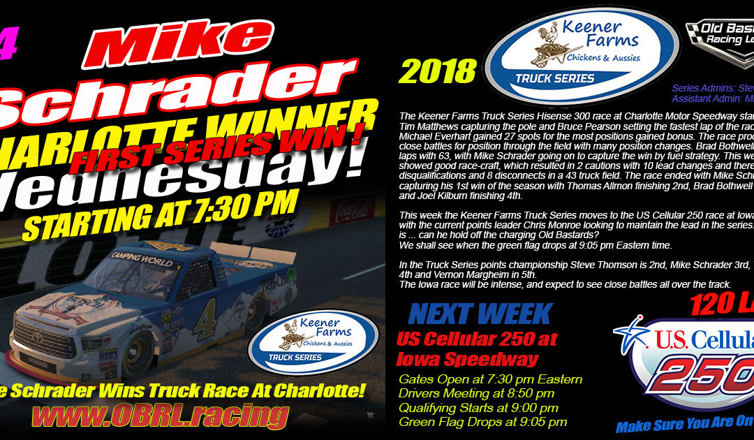 🏁Mike Schrader Wins Charlotte Keener Farms Truck Race With A Full Field of 43 Drivers!