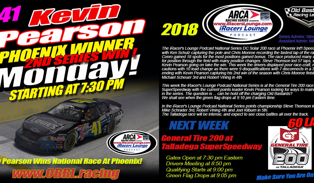 🏁Kevin Pearson #41 Wins Big at The iRacers Lounge Podcast ARCA Race at Phoenix Int’l Raceway!