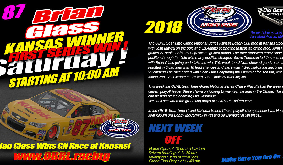 🏁Brian Glass #87 Wins Inaugural Seat Time Racing School Nascar Grand National Race at Kansas!