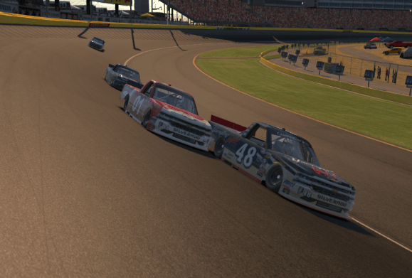 Lap 6 proves to be just as exciting as the #48 of Greg Peavler looks inside the #01 of Rob Connors