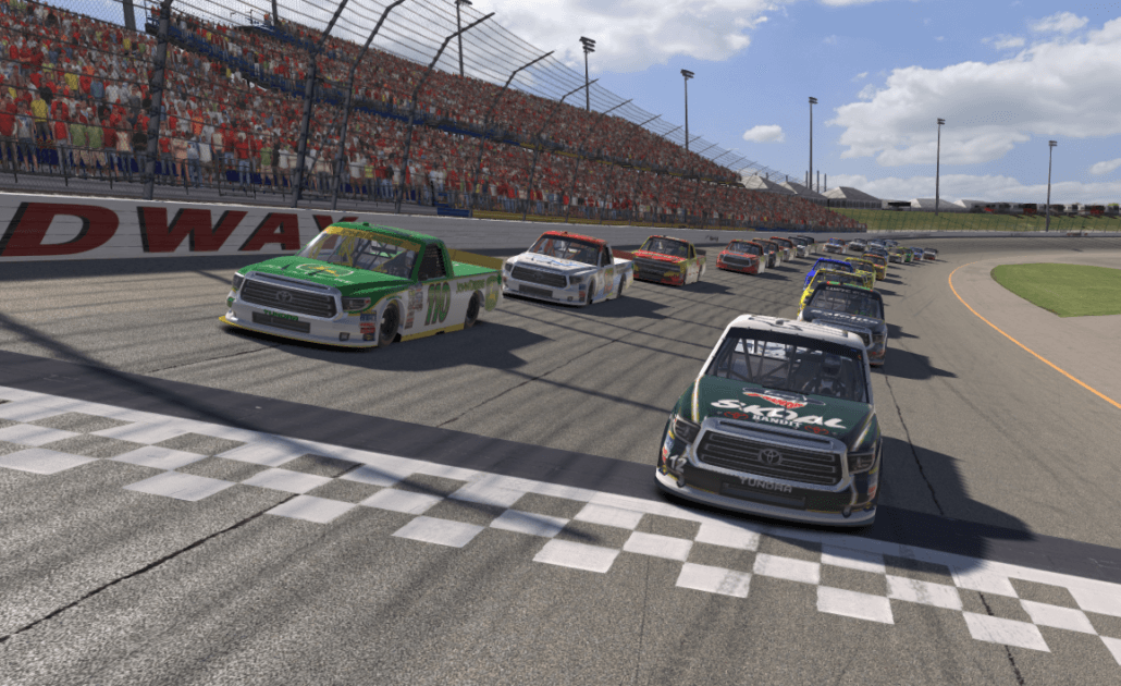 The restart on lap 13 looks tight, as the drivers seem to be ready to knock down some green flag laps.