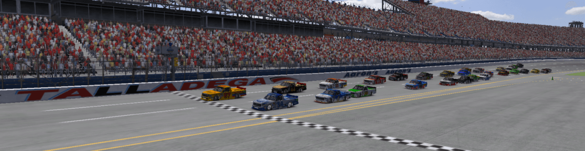 The field comes to the checkered line tight and to the green flag 2x2 ready to battle it out on this superspeedway