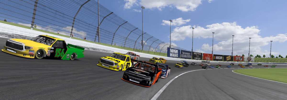 Lap 25 brings some excitement as #67 Dwayne McArthur decides to make it 3 wide up the middle coming off turn 2.