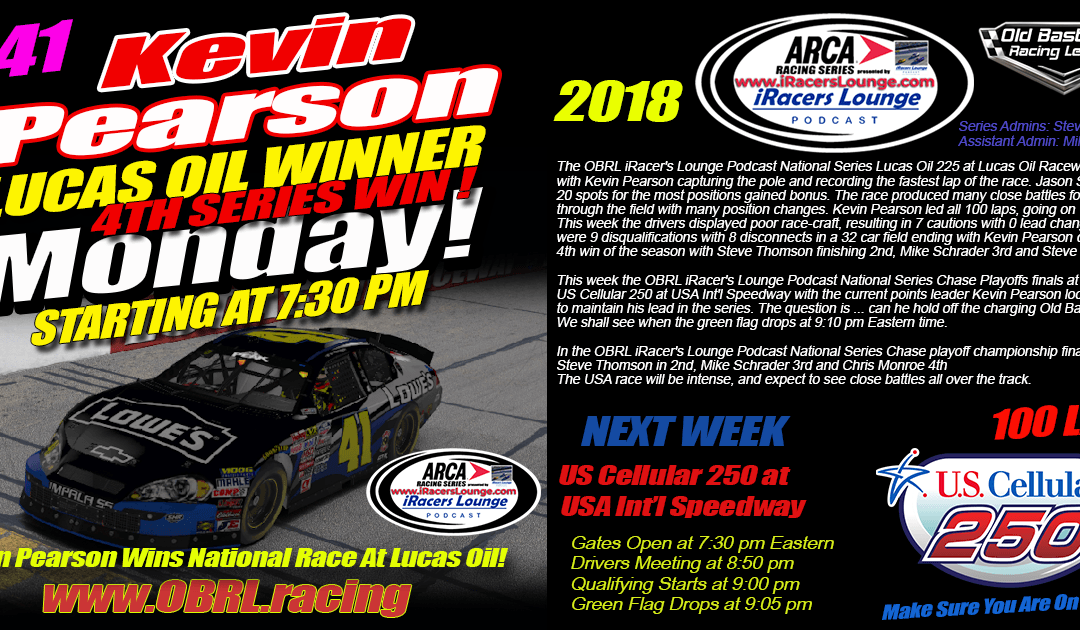 🏁Kevin Pearson #41 Wins iRacers Lounge ARCA ARCA Series At Lucas Oil Speedway!