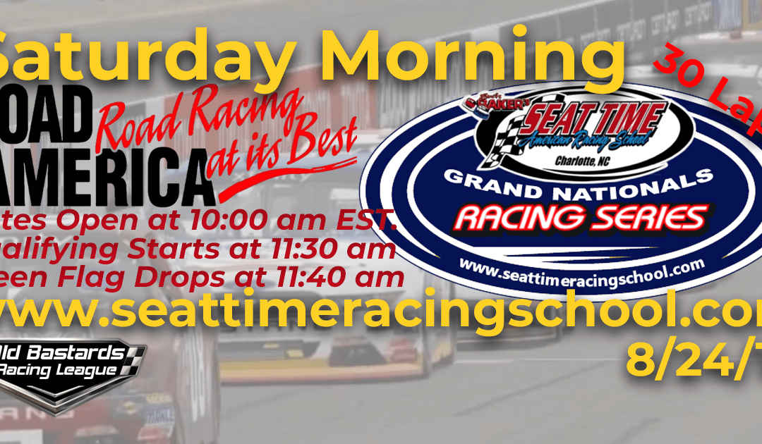 🏁WINNER: Ed Larson Adams #42! Week #28 STRS Seat Time Racing School Grand Nationals Series Race Road America – 8/24/19 Saturday Mornings