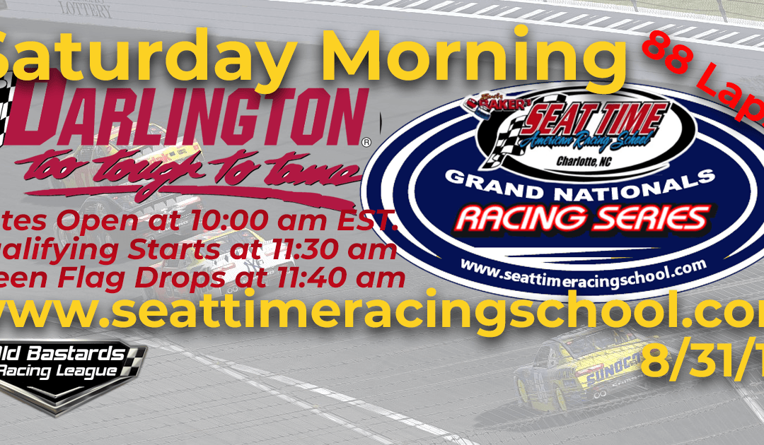 🏁WINNER: Ed Adams #42! Week #29 Seat Time Racing School Grand Nationals Series Race Darlington Raceway – 8/31/19 Saturday Mornings