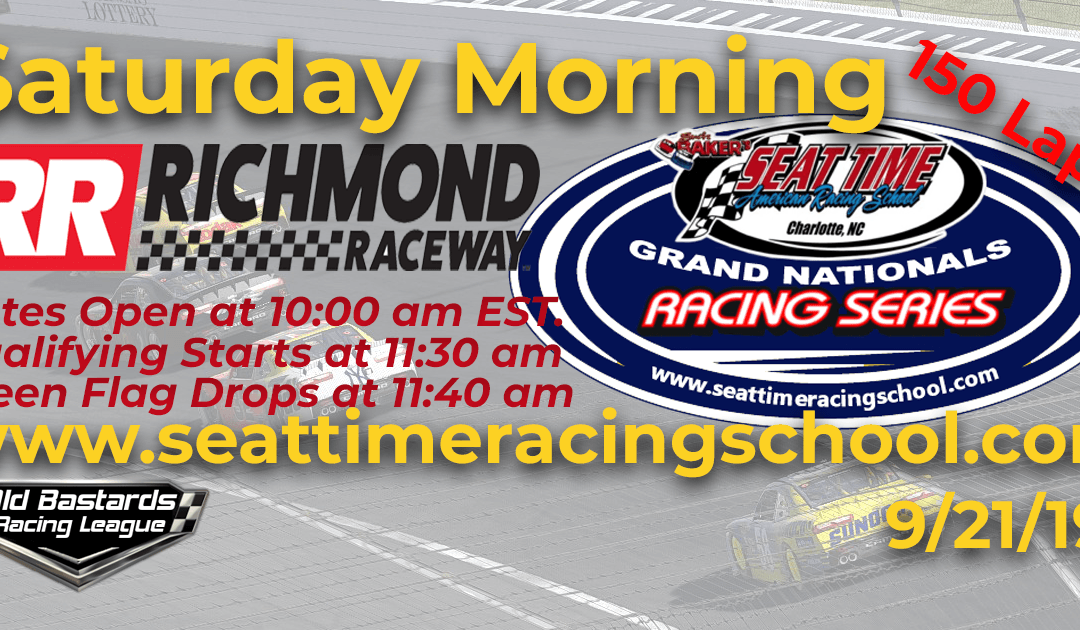 🏁WINNER: Dwayne McArthur #67! Week #32 Seat Time Racing School Grand Nationals Series Race Richmond Raceway – 9/21/19 Saturday Mornings