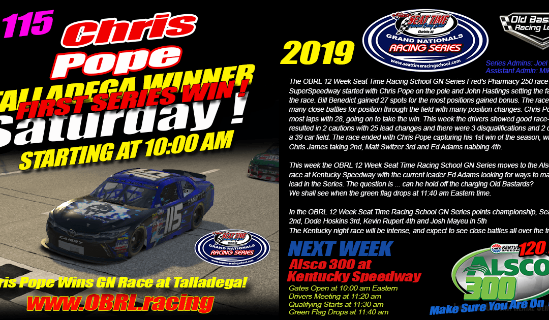 🏁Christopher Pope Wins STRS Seat Time Racing School Grand National Race at Talladega!