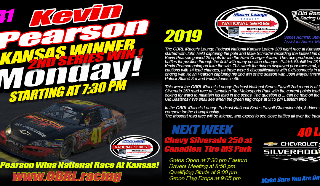 🏁Kevin Pearson #41 Wins eNascar iRacers Lounge ARCA Series Race at Kansas Speedway!