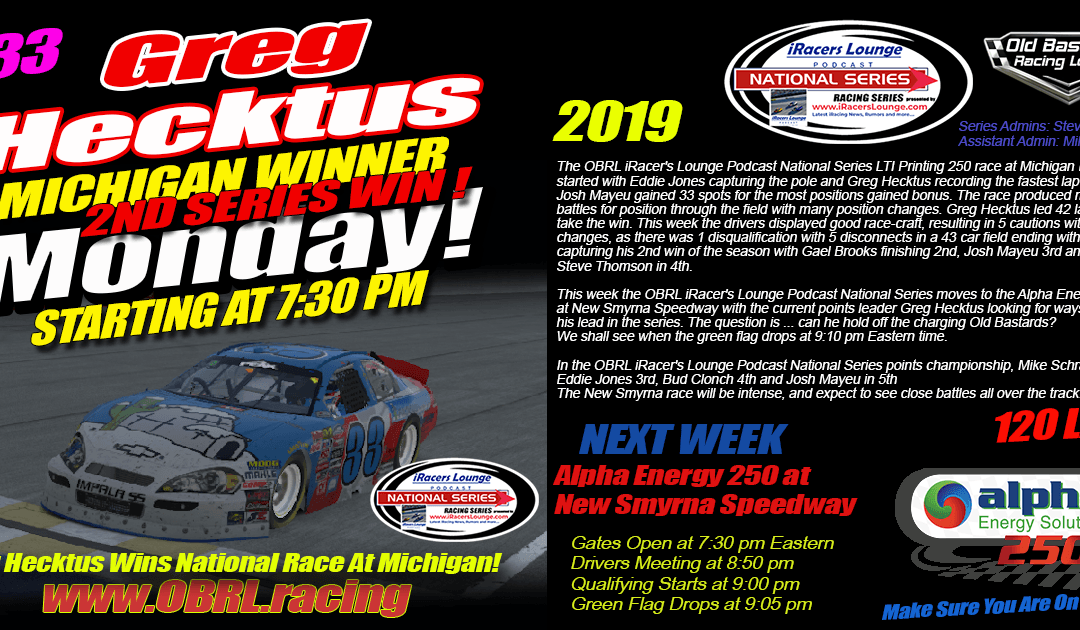 🏁Gregory Hecktus #33 Wins eNascar iRacers Lounge Podcast ARCA Series Race at MIS!