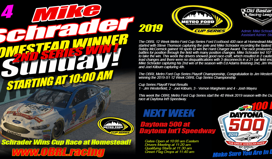 🏁Mike Schrader #4 Wins eNascar eSports Kim Bowl Cup Race at Homestead Speedway!