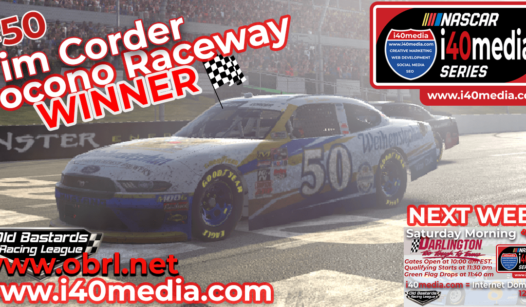 🏁 Tim Corder #50 Gets 1st Win in Nascar i40media Grand National Race at Pocono Raceway